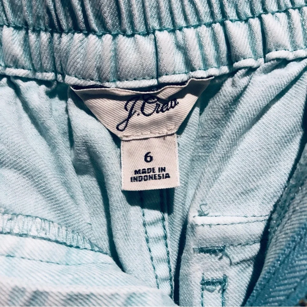 J CREW Pants Size 6 Seaside Light Blue Zip Up Stretch Waist High Rise
